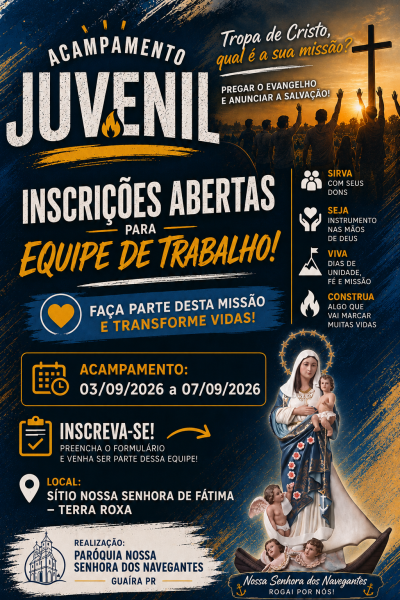 Pré Inscrição Para Equipe de Trabalho do Acampamento Juvenil
